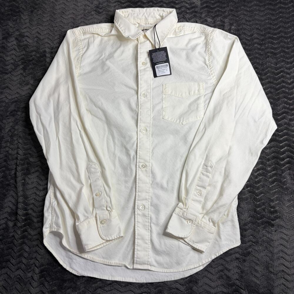 Buck Mason Men’s Medium Natural Draped Twill One Pocket Long sleeve Shirt